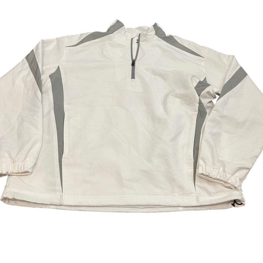 PING Quarter Zip Windbreaker Mens Large‎ White Gray Mesh Lined Pullover Jacket